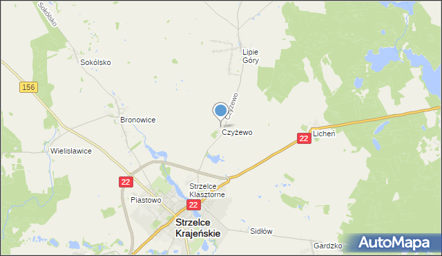 mapa Czyżewo, Czyżewo gmina Strzelce Krajeńskie na mapie Targeo